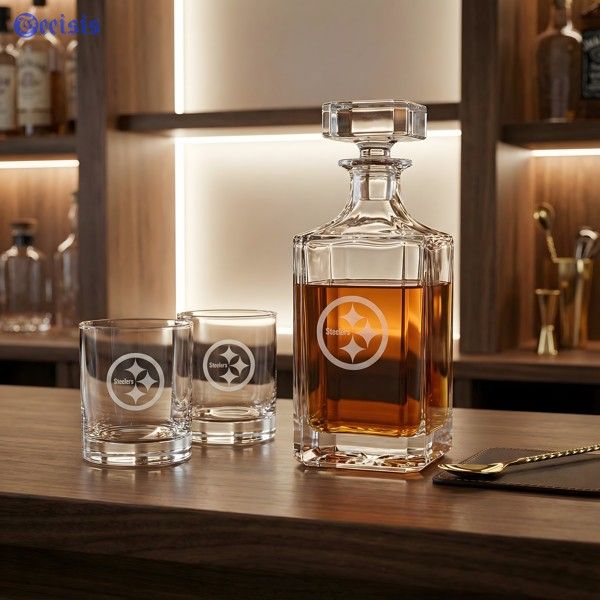 Pittsburgh Steelers Engraved Whiskey Decanter Display